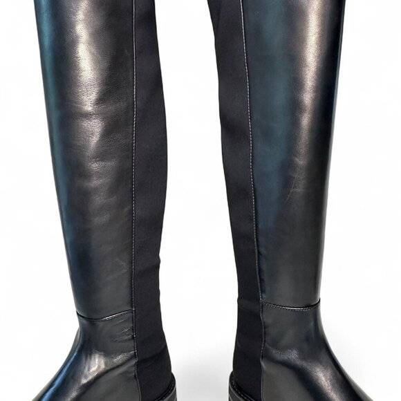 Stuart Weitzman 5050 Lift Over the Knee Flat Leather Boots Black, NEW IN BOX - 7 - Picture 3 of 16